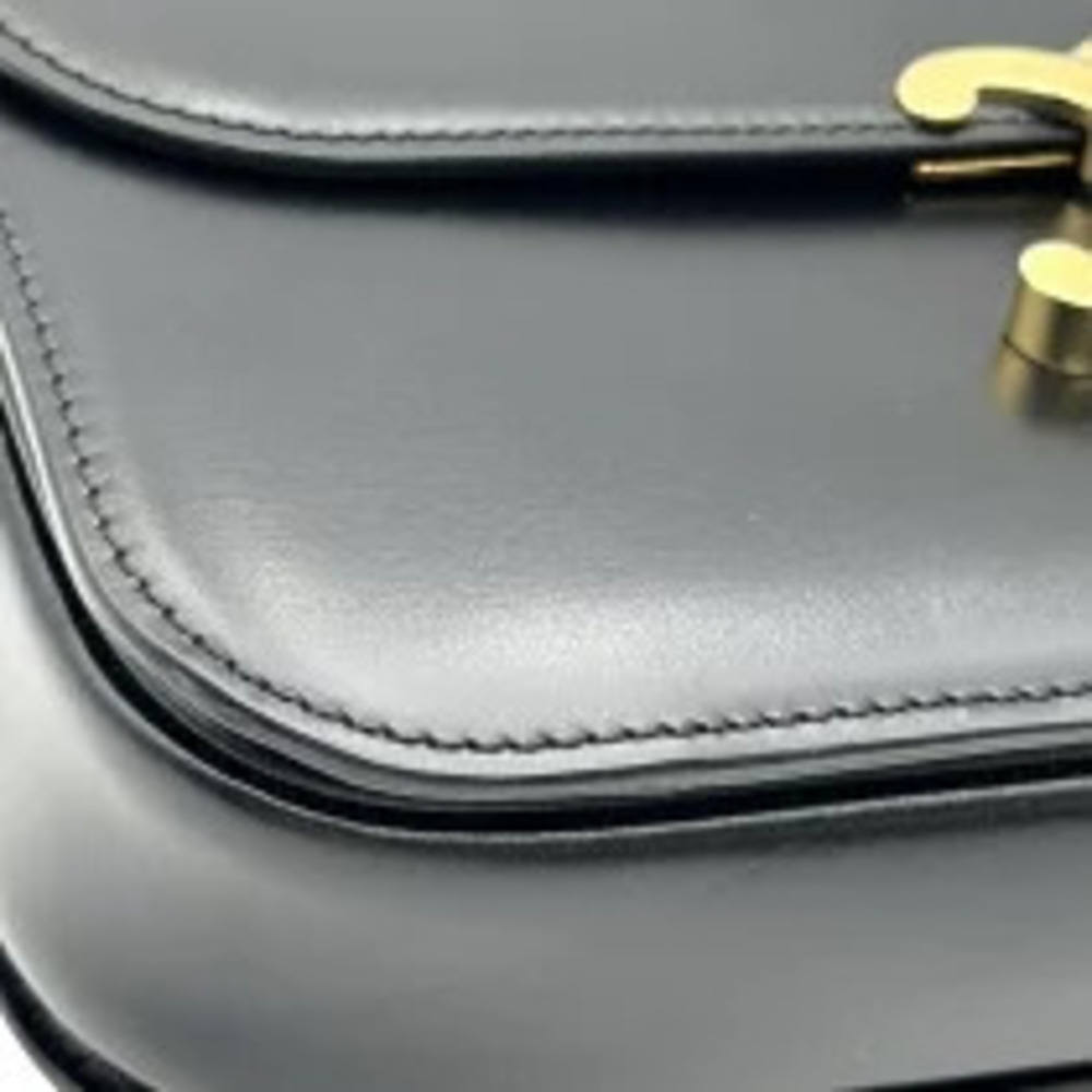 Celine Leather Triomphe Shoulder Black Bag Black - Picture 8 of 13